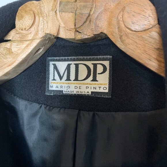 Vintage Black Double Breasted Long Wool Coat Sz M - Picture 6 of 8